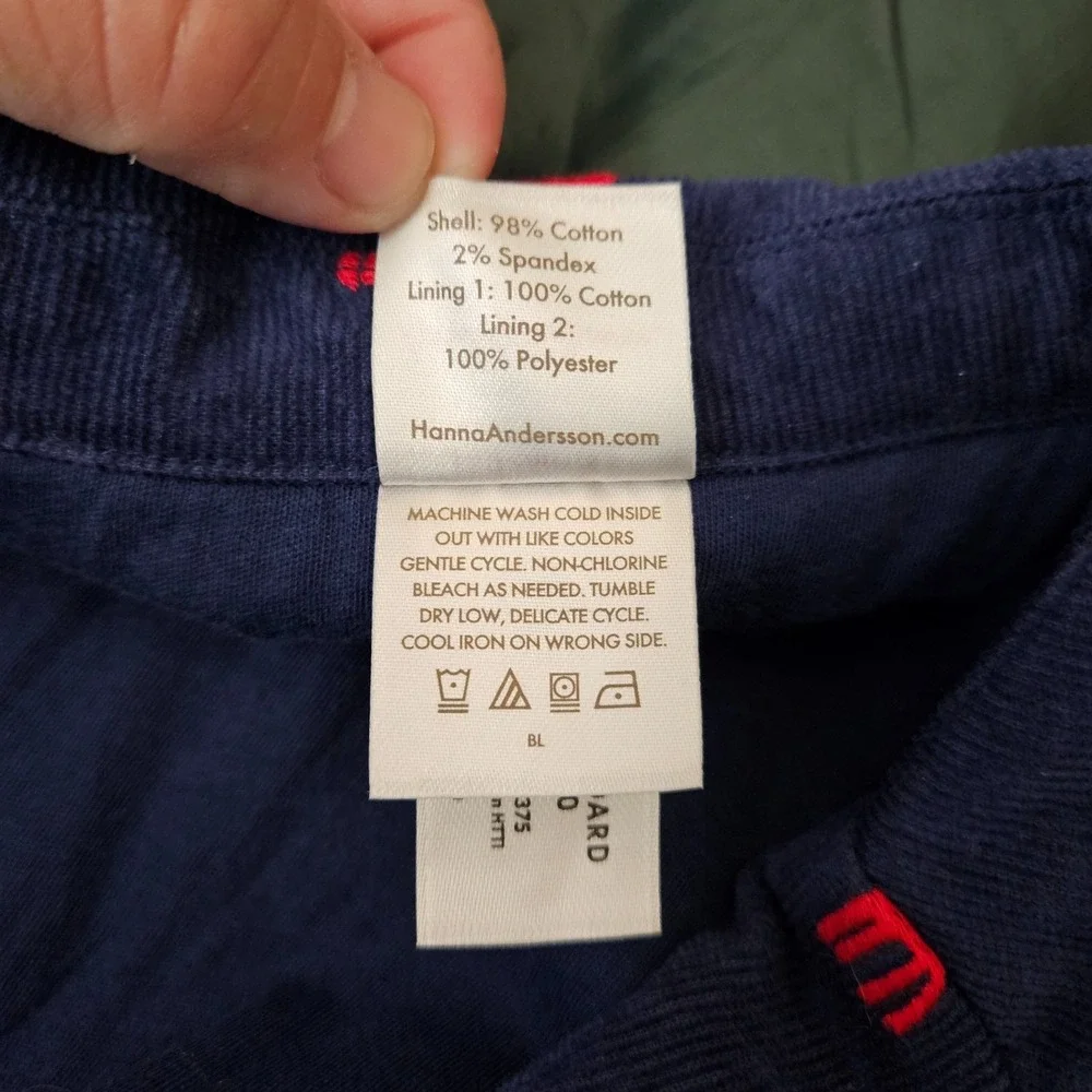 Hanna Andersson Unisex Kids Blue Red Moose Corduroy Blazer Sz US 8 / 130 cm